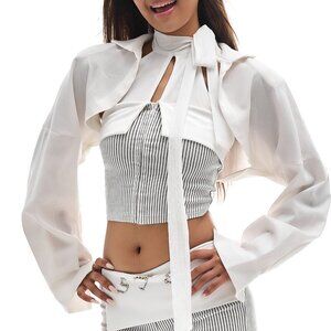 START THE ENGINE Padded Shoulder Bolero Top